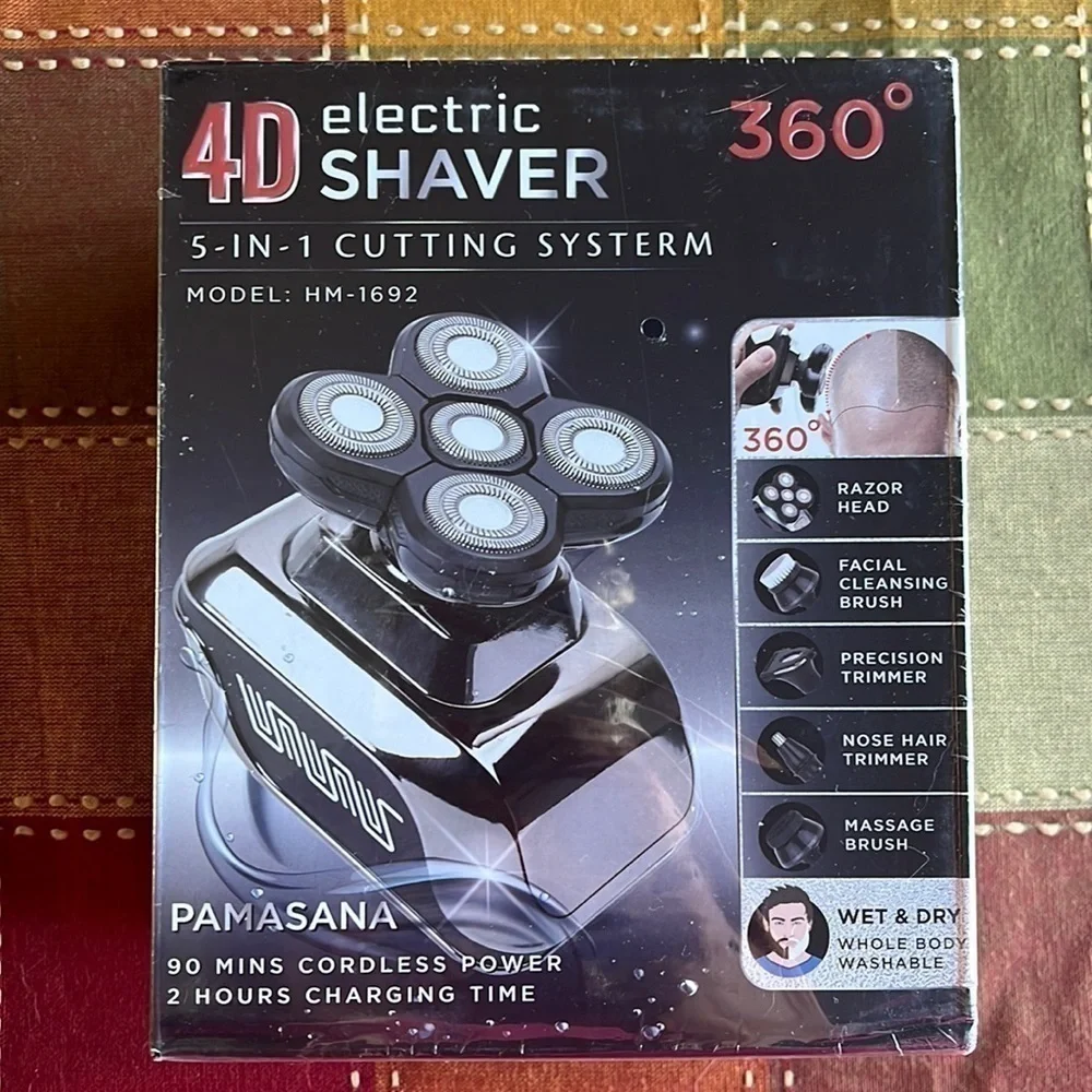 Brand New 5-in-1 Electric Wet/Dry Bald Head Shaver for Men Cordless Palm Sized